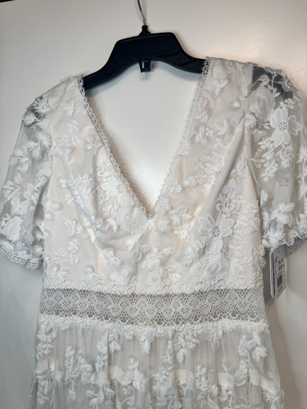 DB Studio NWT White Floral Lace Dress 6 Graduation Bridal Shower Cottagecore - Picture 4 of 5